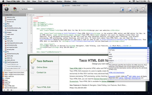 taco html edit