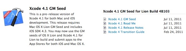 xcode 4.1 gm