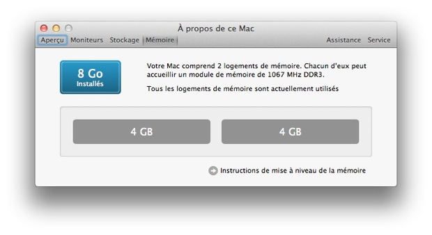 mac os lion informations systèmes