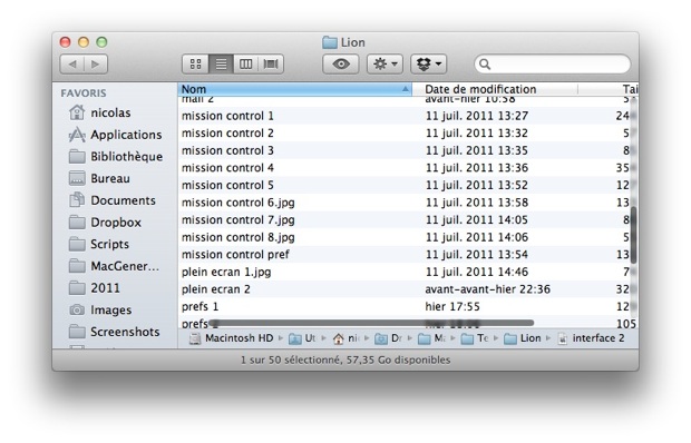 barre défilement OS X Lion