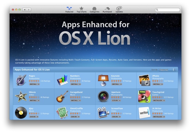 Mac App Store os x lion